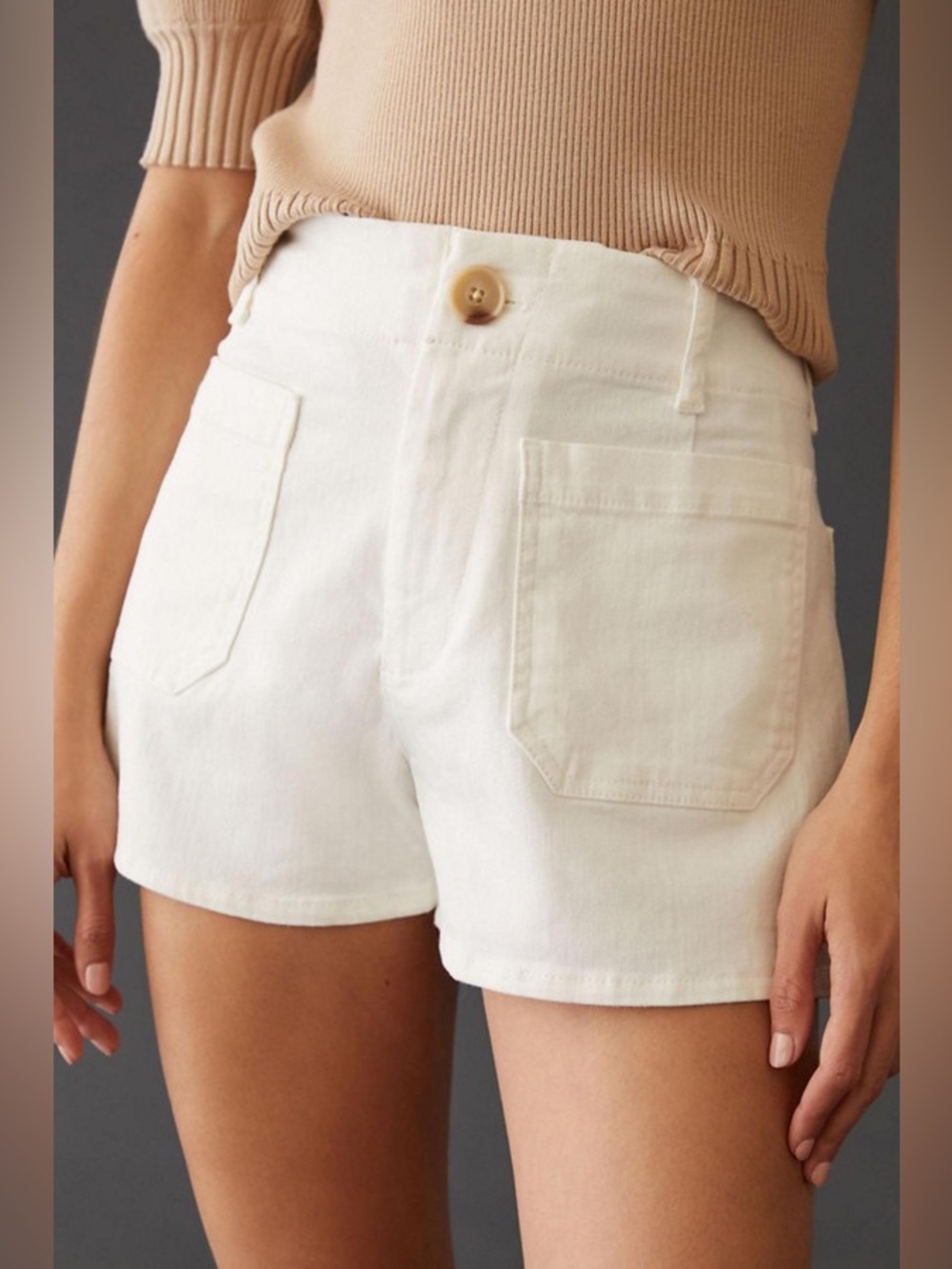 Anthropologie Maeve White Colette Denim Jean Shorts in Size 26 - Picture 1 of 10